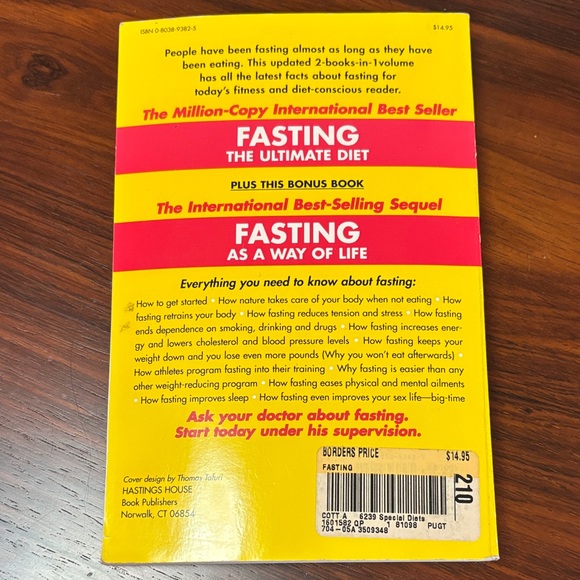 Fasting: The Ultimate Diet Book by Alan Cott, M.D. - Borders Bookmark 1998 - Picture 8 of 8